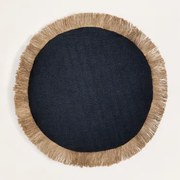 Rond Katoenen Kussen (ø40 Cm) Paraiba Zwart - Beige – Linnen - Sklum