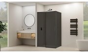 Van Rijn Products ST09 Schuifdeur tbv hoekcabine - 180x200cm - grijs rookglas - soft-close - Zwart ST09350180GRZW
