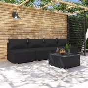 vidaXL 5-delige Loungeset met kussens poly rattan zwart