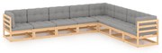 vidaXL 8-delige Loungeset met kussens massief grenenhout