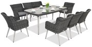 Exclusieve dining tuinset van kunststof rotan Córdoba antraciet voor 8 personen Garden Point