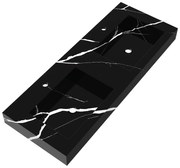 Brauer Coral dubbele wastafel marmerlook 120cm met 2 kraangaten nero marquina