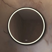 Hipp Design Phantom ronde spiegel met verlichting en verwarming 60cm zwart