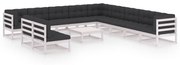 vidaXL 12-delige Loungeset met kussens massief grenenhout wit