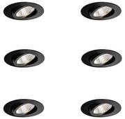 Set van 6 inbouwspots zwart 6,8cm incl. LED 750 lm dimbaar IP65 - Gaius