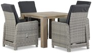 Tuinset 4 personen 100 cm Wicker Grijs Garden Collections Bello/Brighton