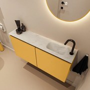 Mondiaz Ture DLux toiletmeubel 100cm ocher met wastafel opalo rechts met kraangat