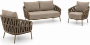 Stoel en Bank Loungeset 5 personen Rope Taupe 4 Seasons Outdoor Biarritz