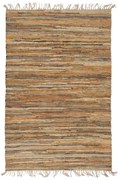 vidaXL Vloerkleed chindi handgeweven 120x170 cm leer jute tan