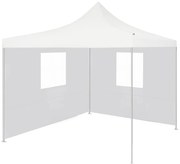 vidaXL Partytent met 2 zijwanden inklapbaar 3x3 m staal wit