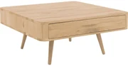 Goossens Salontafel Bjarte vierkant, hout eiken wit, stijlvol landelijk, 90 x 40 x 90 cm