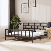 vidaXL Bedframe massief grenenhout grijs 180x200 cm 6FT Super King