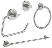 GROHE Essentials accessoireset 4-delig met handdoekring, handdoekhouder, handdoekhaak en toiletrolhouder zonder klep super steel sw97633/sw97637/sw97640/sw97648/