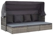 vidaXL Tuinbed met luifel poly rattan gemengd grijs