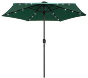 vidaXL Parasol met LED-verlichting en aluminium paal 270 cm groen