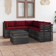 vidaXL 6-delige Loungeset met kussens pallet massief grenenhout