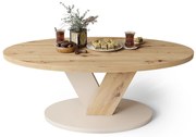 LOVA Eik Artisan/Beige (Champagne) - OVALE SALONTAFEL 110x60 cm MODERNE KOFFIETAFEL