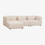 Fogler 3-delige Modulaire Chaise Longue-bank Links Chenille Crème Beige - Sklum