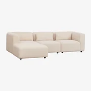 Fogler 3-delige Modulaire Chaise Longue-bank Links Chenille Crème Beige - Sklum