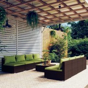 vidaXL 9-delige Loungeset met kussens poly rattan bruin