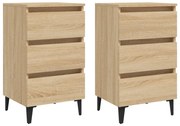 vidaXL Nachtkastjes 2 st met metalen poten 40x35x69 cm sonoma eiken