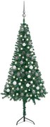 vidaXL Kunstkerstboom met LED's en kerstballen hoek 150 cm PVC groen