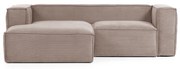 Kave Home Blok Moderne Hoekbank 240 Cm Ribstof Roze Chaise Longue Links