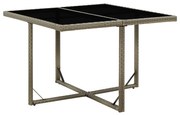 vidaXL Tuintafel 109x107x74 cm poly rattan en glas grijs