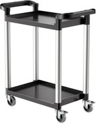 VEVOR Multifunctionele trolley, 136 kg laadvermogen, 2-laags kunststof gereedschapswagen met 360° zwenkwielen (2 met remmen), 800 x 410 x 945 mm Grote serveerwagen voor magazijn, kantoor, thuis, restaurant, keuken