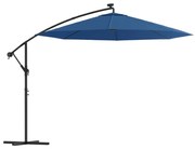 vidaXL Zweefparasol met LED-verlichting en stalen paal 300 cm blauw