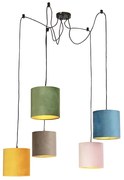Stoffen Eettafel / Eetkamer Hanglamp met 5 gekleurde velours kappen 20 cm - Cava Klassiek / Antiek, Landelijk / Rustiek Minimalistisch E27 cilinder / rond rond Binnenverlichting Lamp