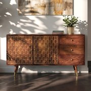 Kare Design Muskat Retro Dressoir Mangohout Goud - 145x45x75cm.