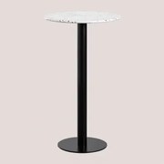 Ronde Hoge Bartafel Ø60 Cm In Dolce Terrazzo Ivoorkleurig Terrazzo - Zwart - Sklum