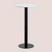 Ronde Hoge Bartafel Ø60 Cm In Dolce Terrazzo Wit - Sklum
