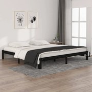 vidaXL Bedframe massief grenenhout zwart 200x200 cm