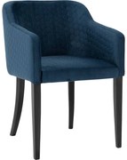 Goossens Eetkamerstoel Peda blauw stof met armleuning, elegant chic