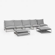 5-delige Modulaire Loungeset Voor De Tuin Met Bijzettafel En Omvormbare Poef Amaro Grijs - Sklum