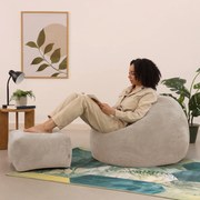 Cloudy Zitzak Corduroy + Poef - Beige