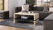 Mazzoni ROCK Beige glans / Zwart mat – MODERNE SALONTAFEL MET PLANK