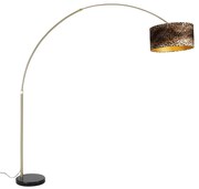 Moderne booglamp messing zwart marmeren voet kap luipaard 50 cm -XXL Klassiek / Antiek E27 Binnenverlichting Lamp