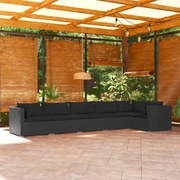 vidaXL 6-delige Loungeset met kussens poly rattan zwart