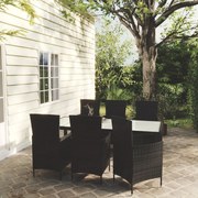 vidaXL 7-delige Tuinset met kussens poly rattan zwart