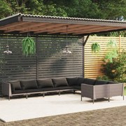 vidaXL 9-delige Loungeset met kussens poly rattan donkergrijs