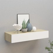 vidaXL Wandschap met lade 60x23,5x10 cm MDF eikenkleurig en wit