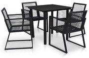 vidaXL 5-delige Tuinset PVC-rattan zwart