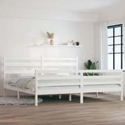 vidaXL Bedframe massief grenenhout wit 200x200 cm