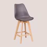 Nordic Hoge Kruk Met Kunstleren Kussen Grijs – Taupe & ↑65 Cm - Sklum