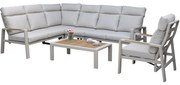Ripasso hoek loungeset 6 delig aluminium latte zand teak