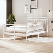 vidaXL Bedframe massief hout wit 120x190 cm 4FT Small Double