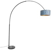 Booglamp zwart velours kap vlinder dessin met goud 50 cm - XXL Modern E27 cilinder / rond rond Binnenverlichting Lamp